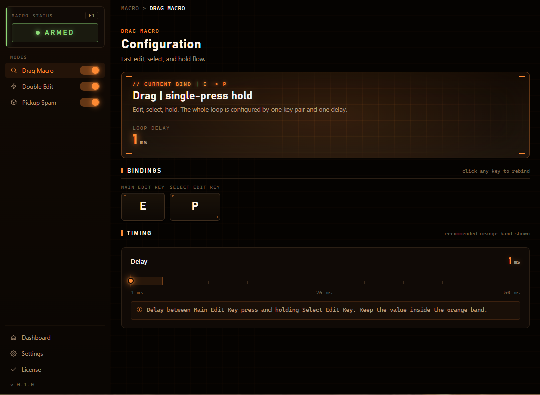 0 Delay Macro drag macro preview