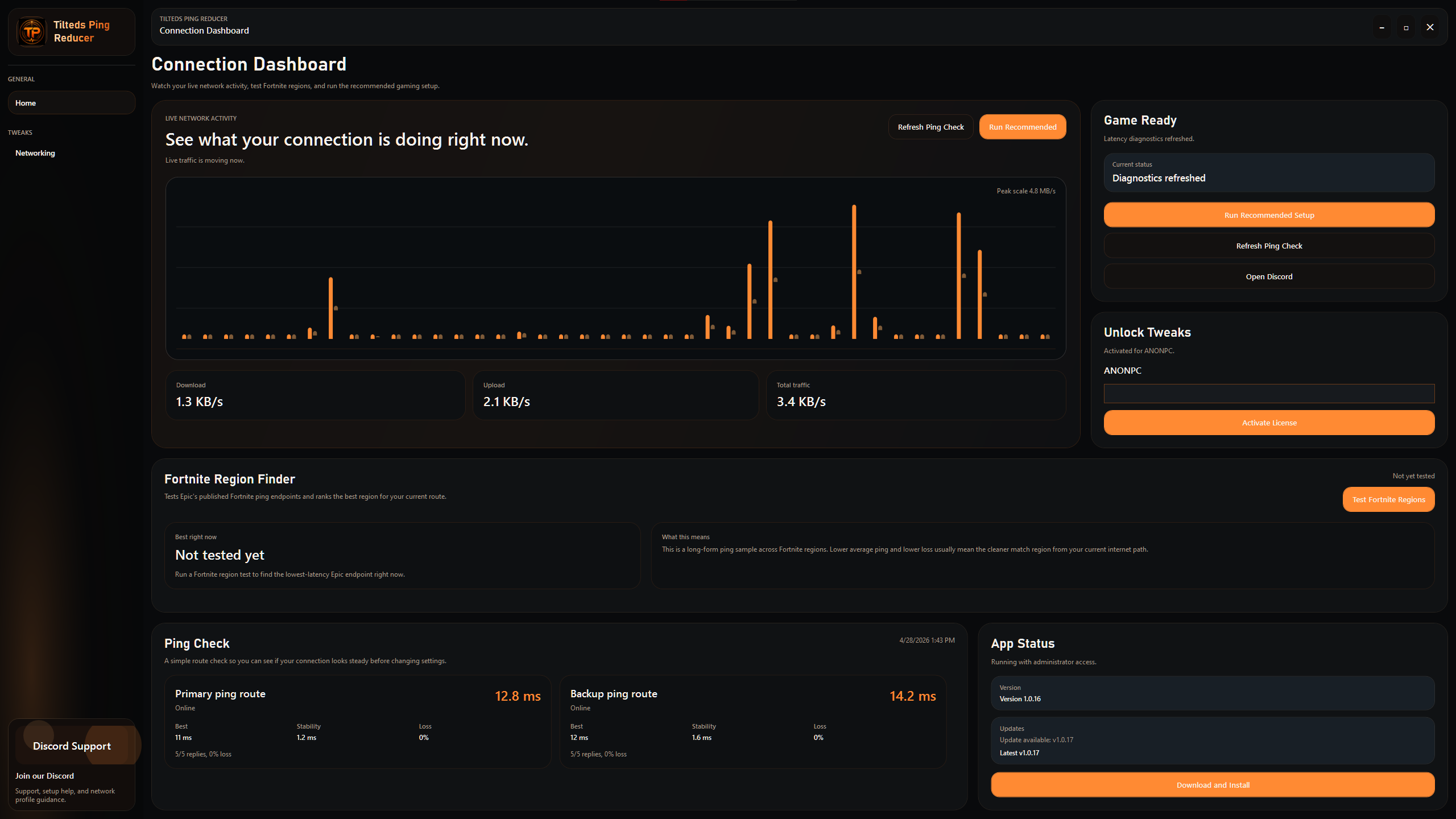 TTWEAKS ping reducer app preview