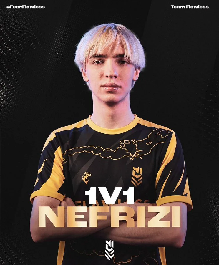Flawless player Neferizi wearing a Flawless jersey