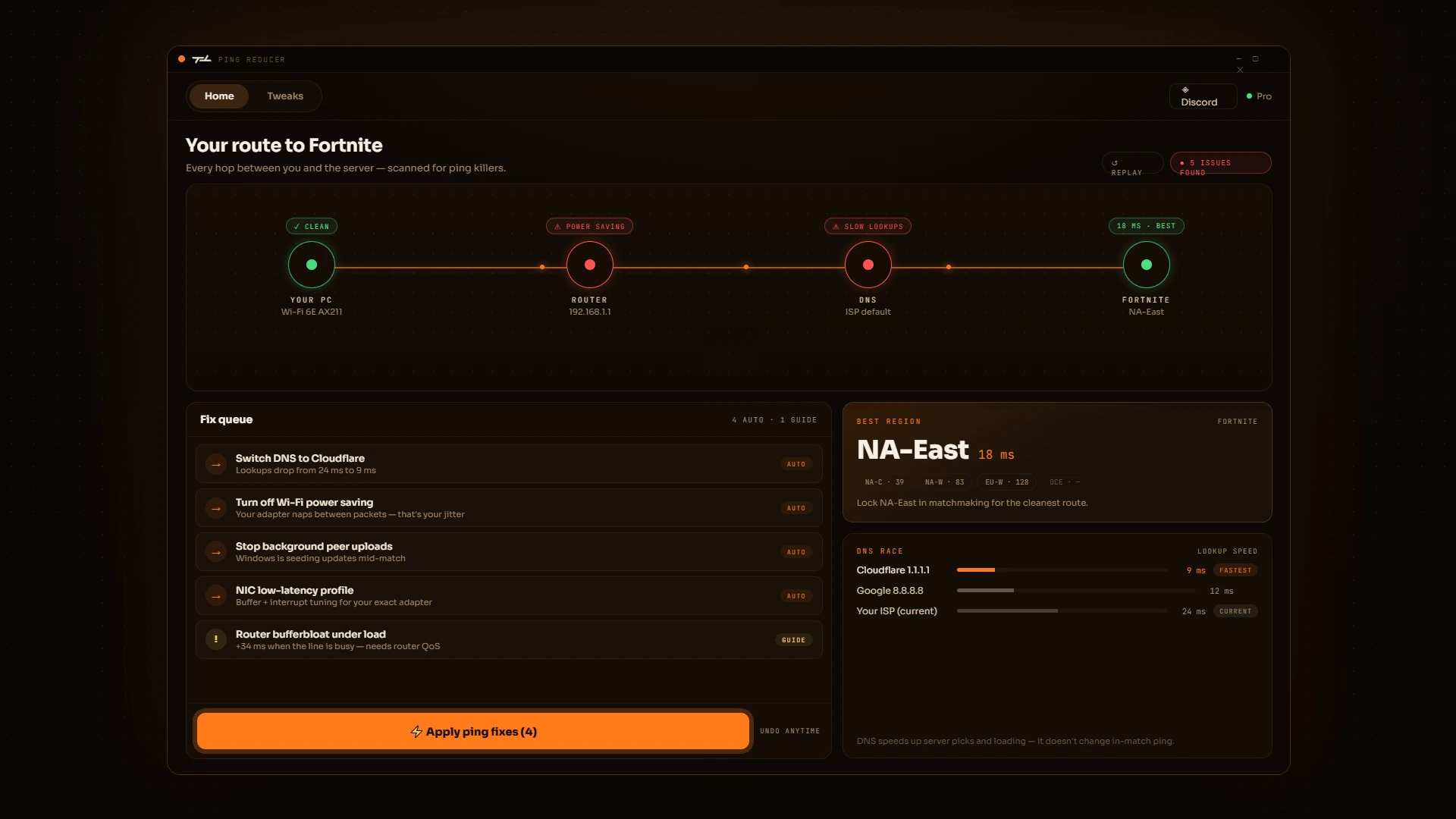 Ping Reducer route results and connection analysis