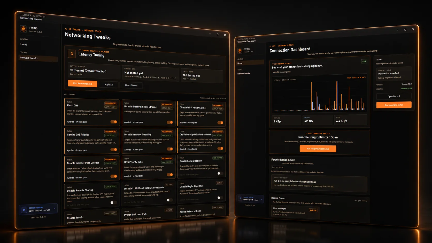 TTWEAKS ping reducer app preview