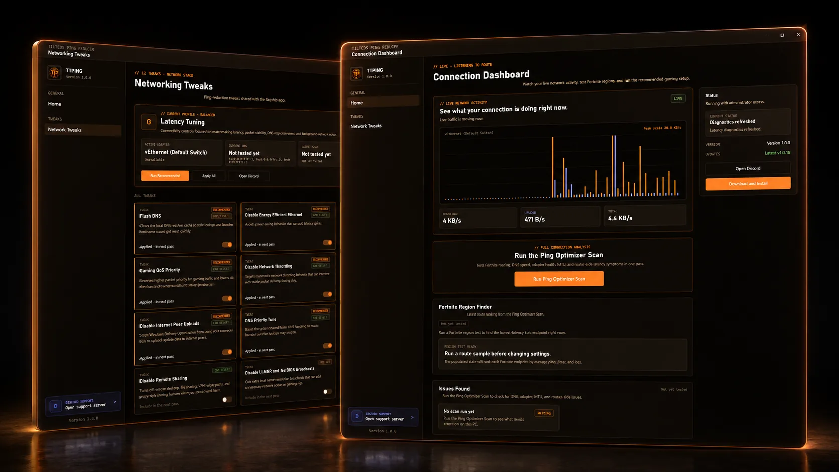 TTWEAKS ping reducer region test preview